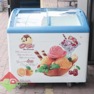 Tủ Kem cũ 200L Mặt Kính Sanaky, làm lạnh tốt, giá rẻ, bảo hành 6 tháng